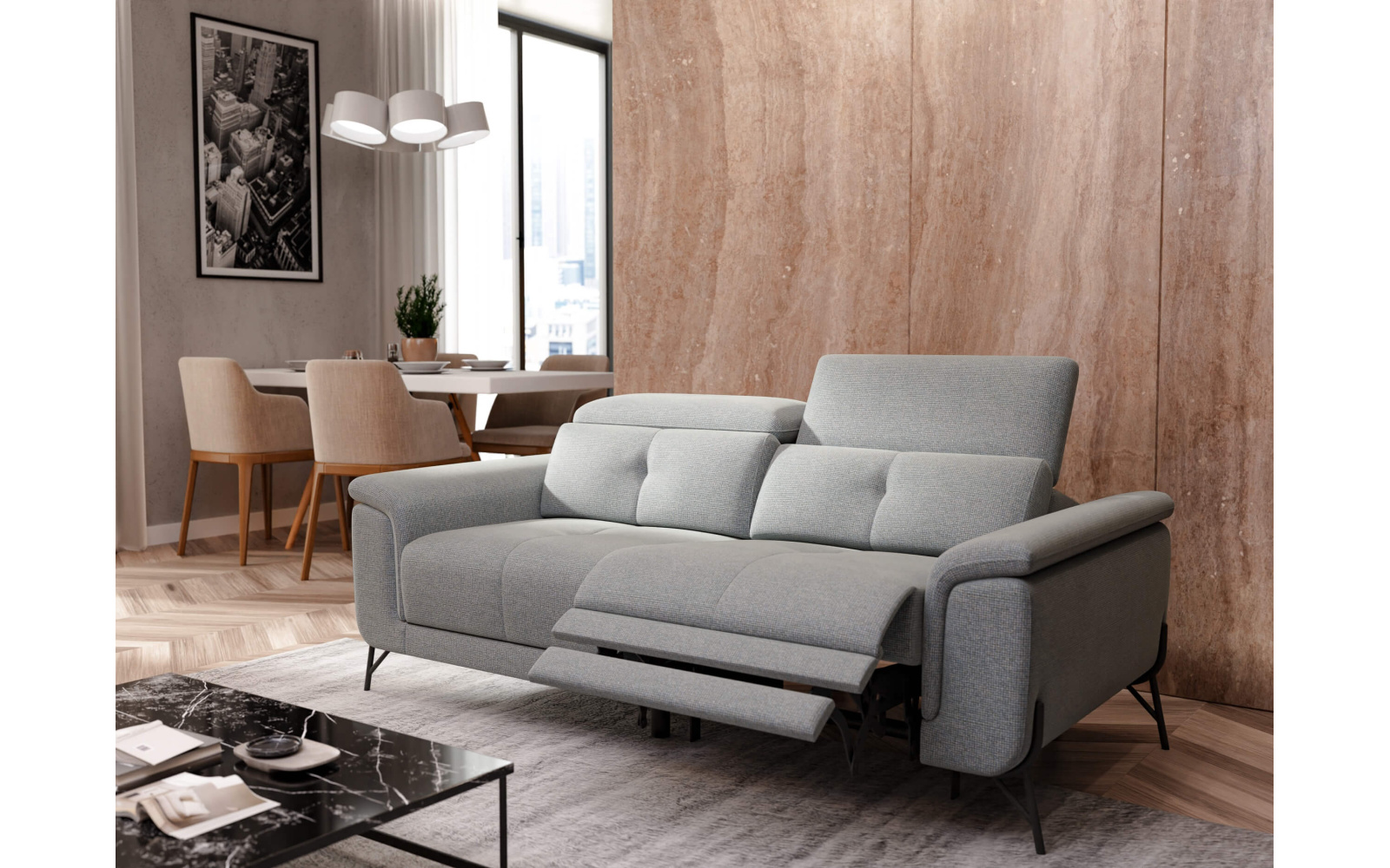 Canapé droit 3 places avec un relax électrique à côté droit AVENA