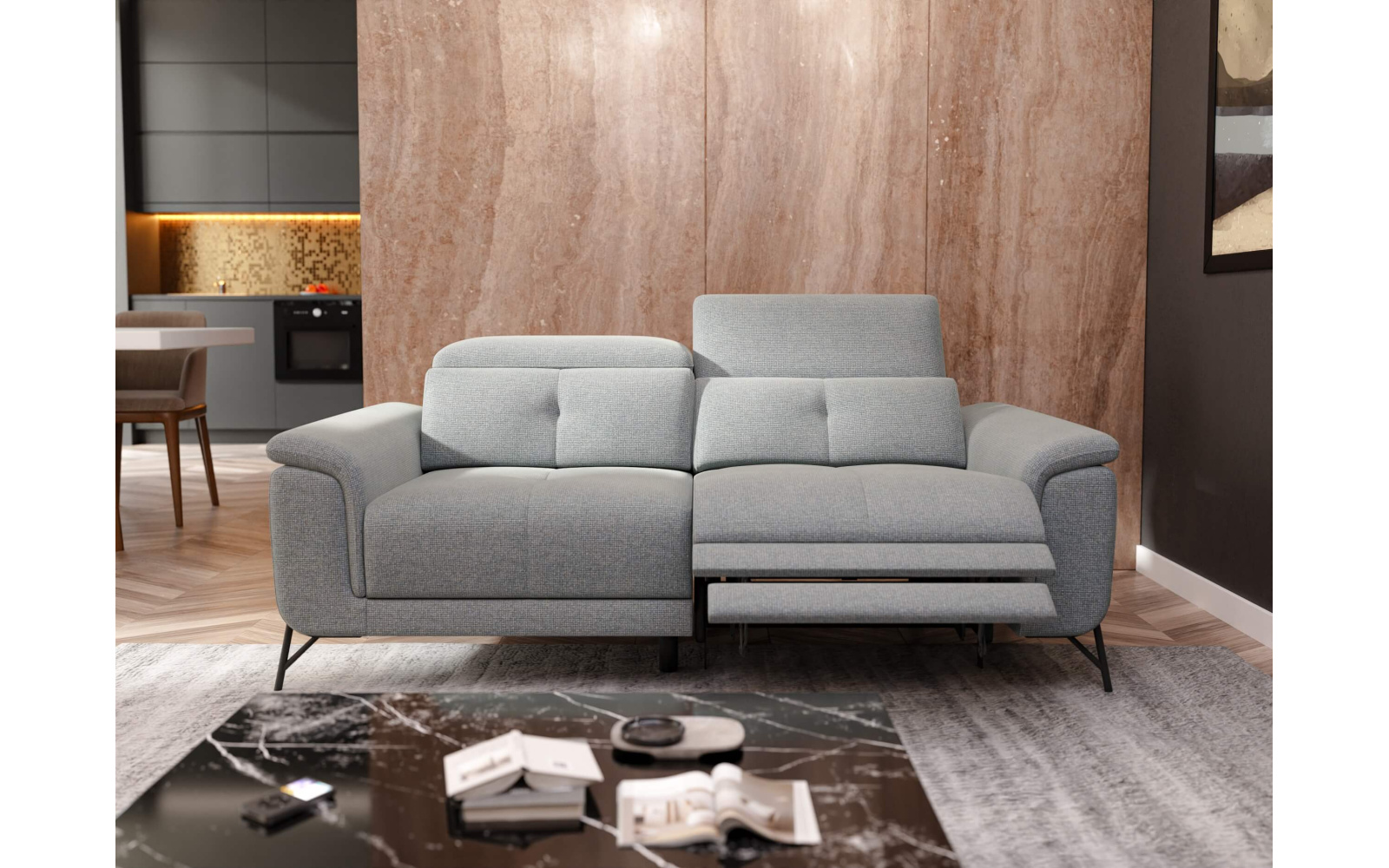 Canapé droit 3 places avec un relax électrique à côté droit AVENA