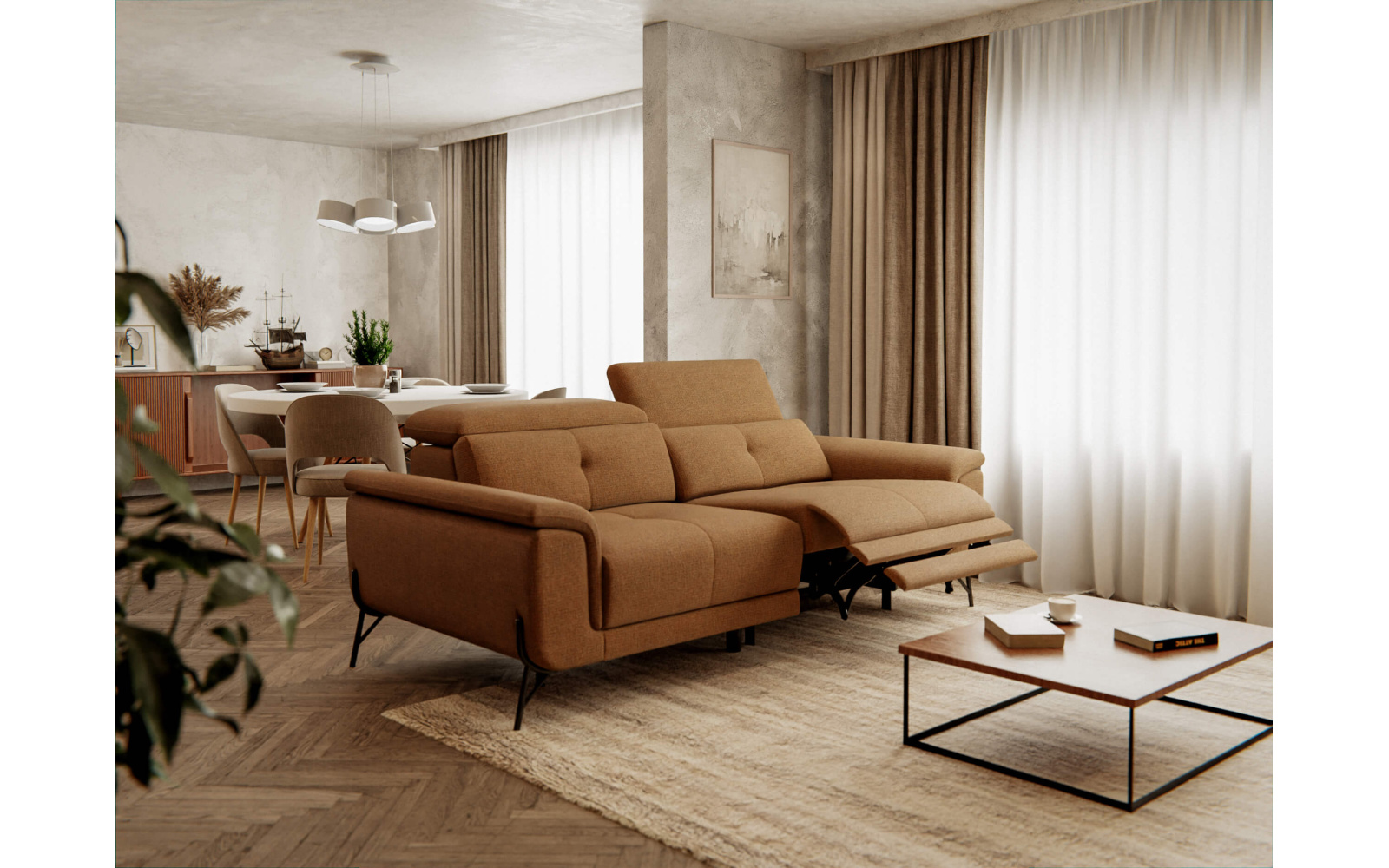 Canapé droit 3 places avec un relax électrique à côté droit AVENA