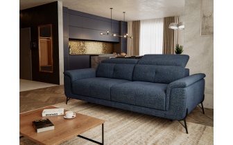 Canapé droit XXL avec appuis-tête réglables 3 places AVENA