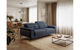 Canapé droit XXL avec appuis-tête réglables 3 places AVENA