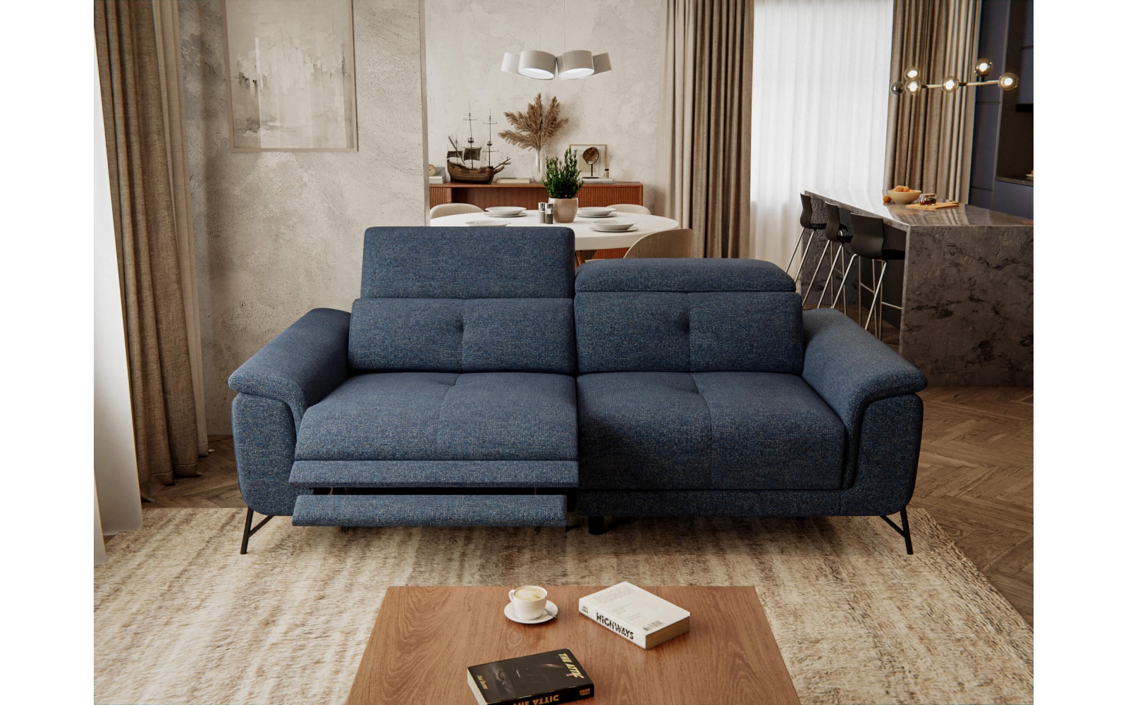 Canapé droit 3 places avec un relax électrique à côté gauche AVENA