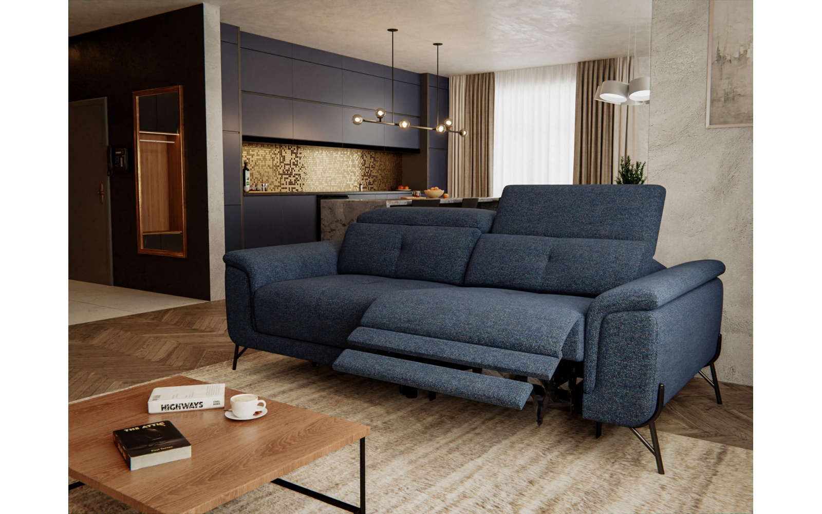 Canapé droit 3 places avec un relax électrique à côté droit AVENA