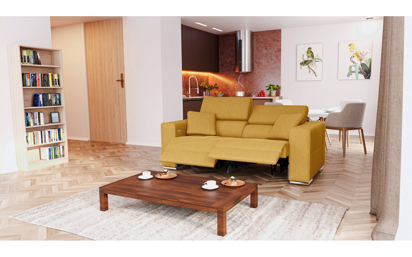 Canapé droit 3 places avec deux relax électriques QUARTZ