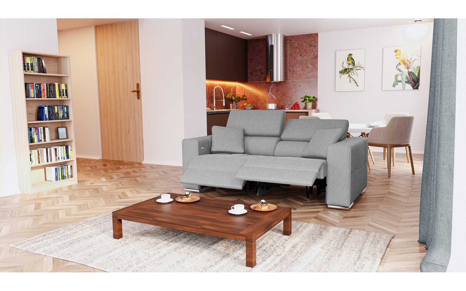 Canapé droit 3 places avec deux relax électriques QUARTZ