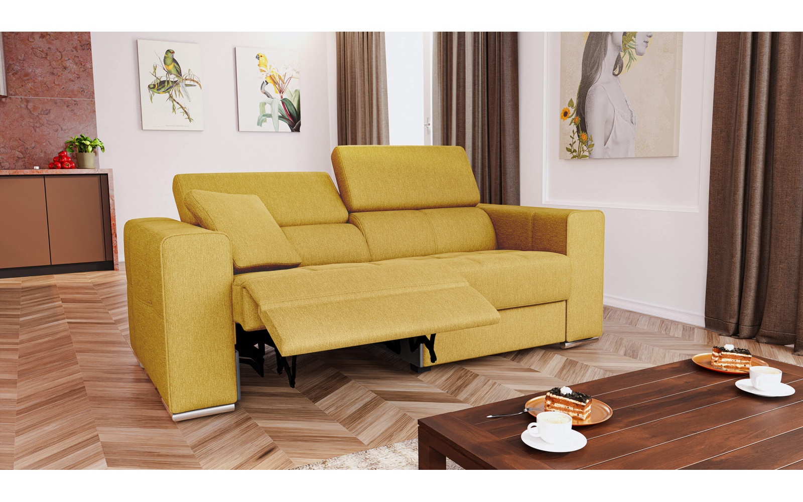 Canapé droit 3 places avec un relax électrique à côté gauche QUARTZ