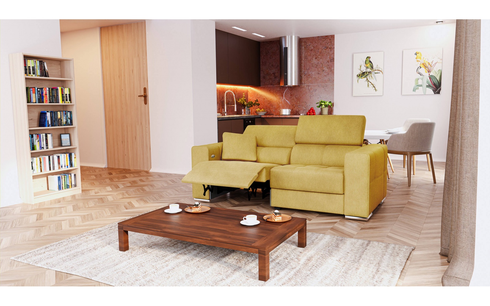 Canapé droit 3 places avec un relax électrique à côté gauche QUARTZ