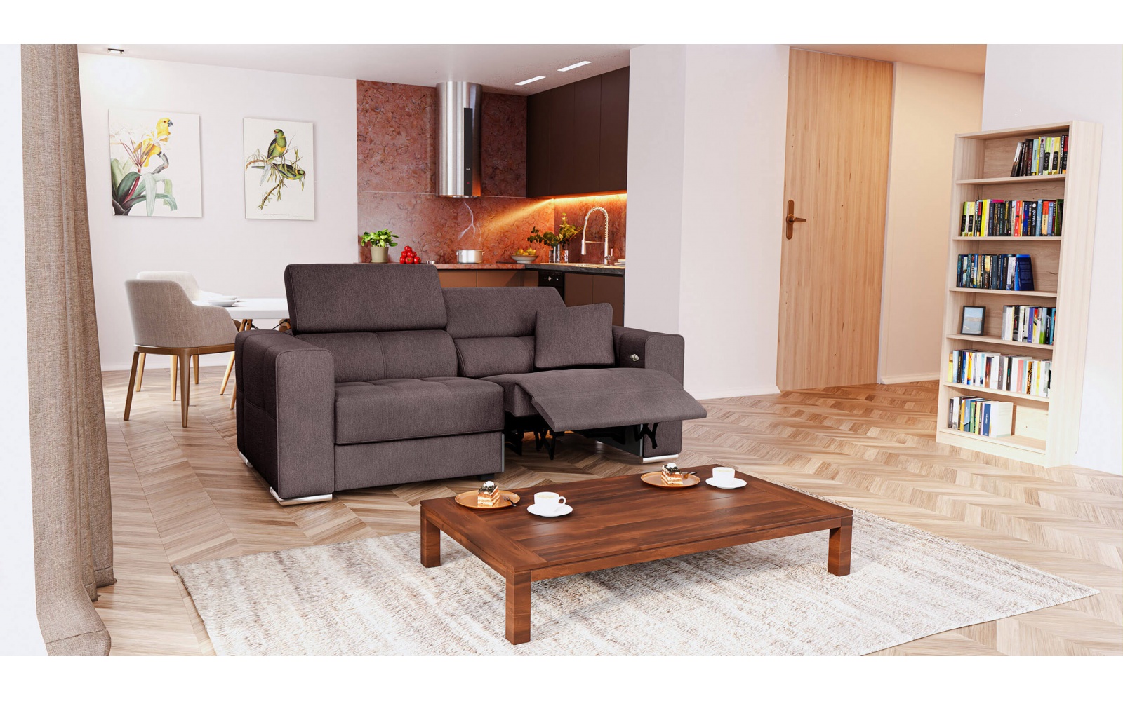 Canapé droit 3 places avec un relax électrique à côté droit QUARTZ