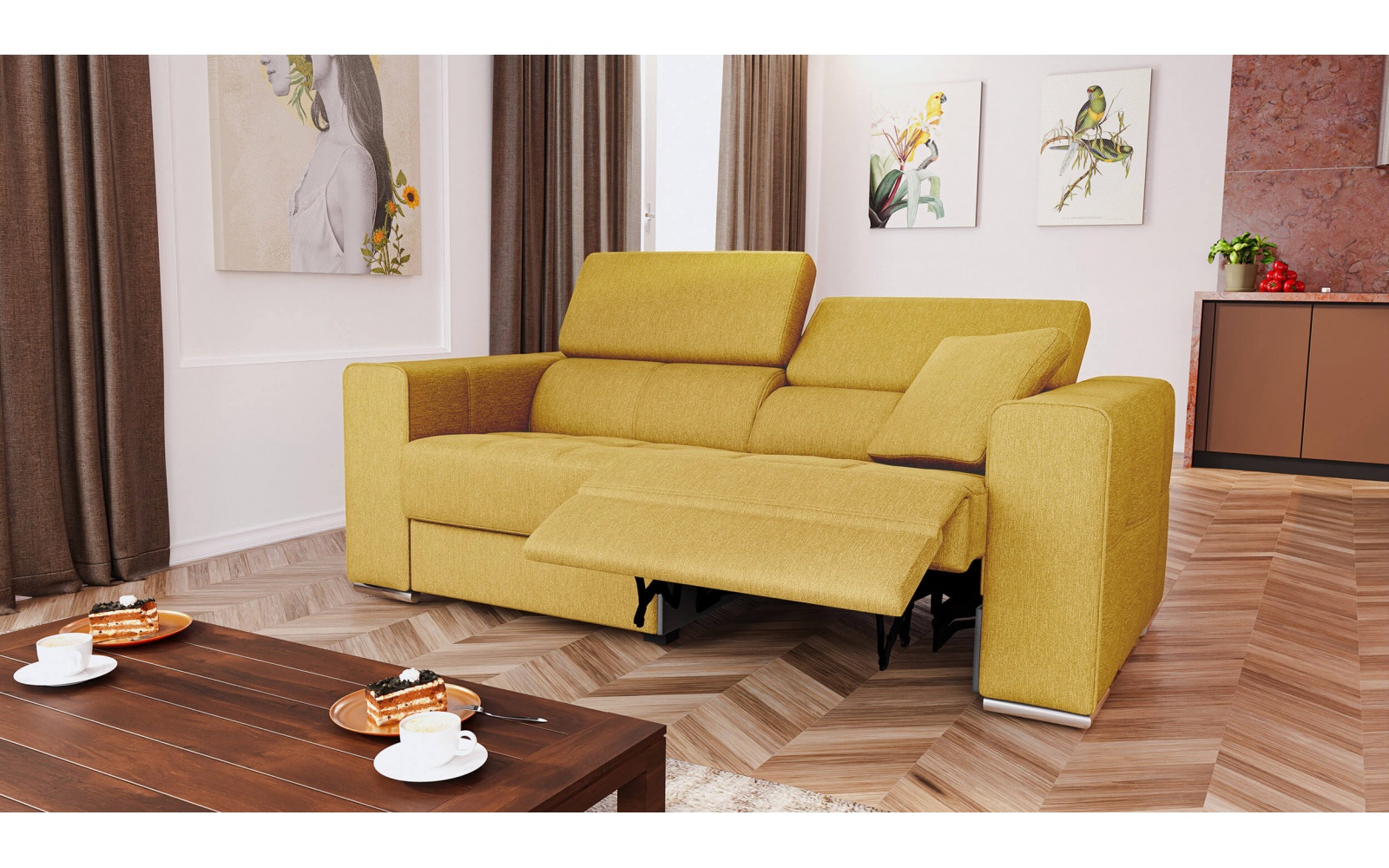 Canapé droit 3 places avec un relax électrique à côté droit QUARTZ