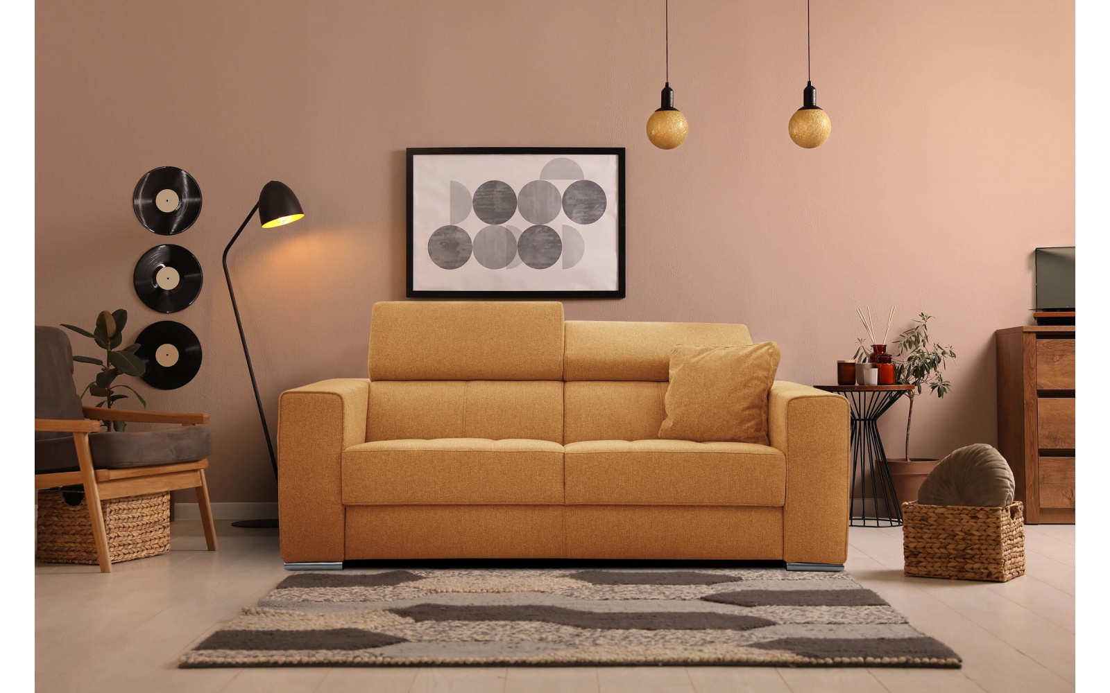 Canapé droit 3 places avec appuis-tête réglables QUARTZ