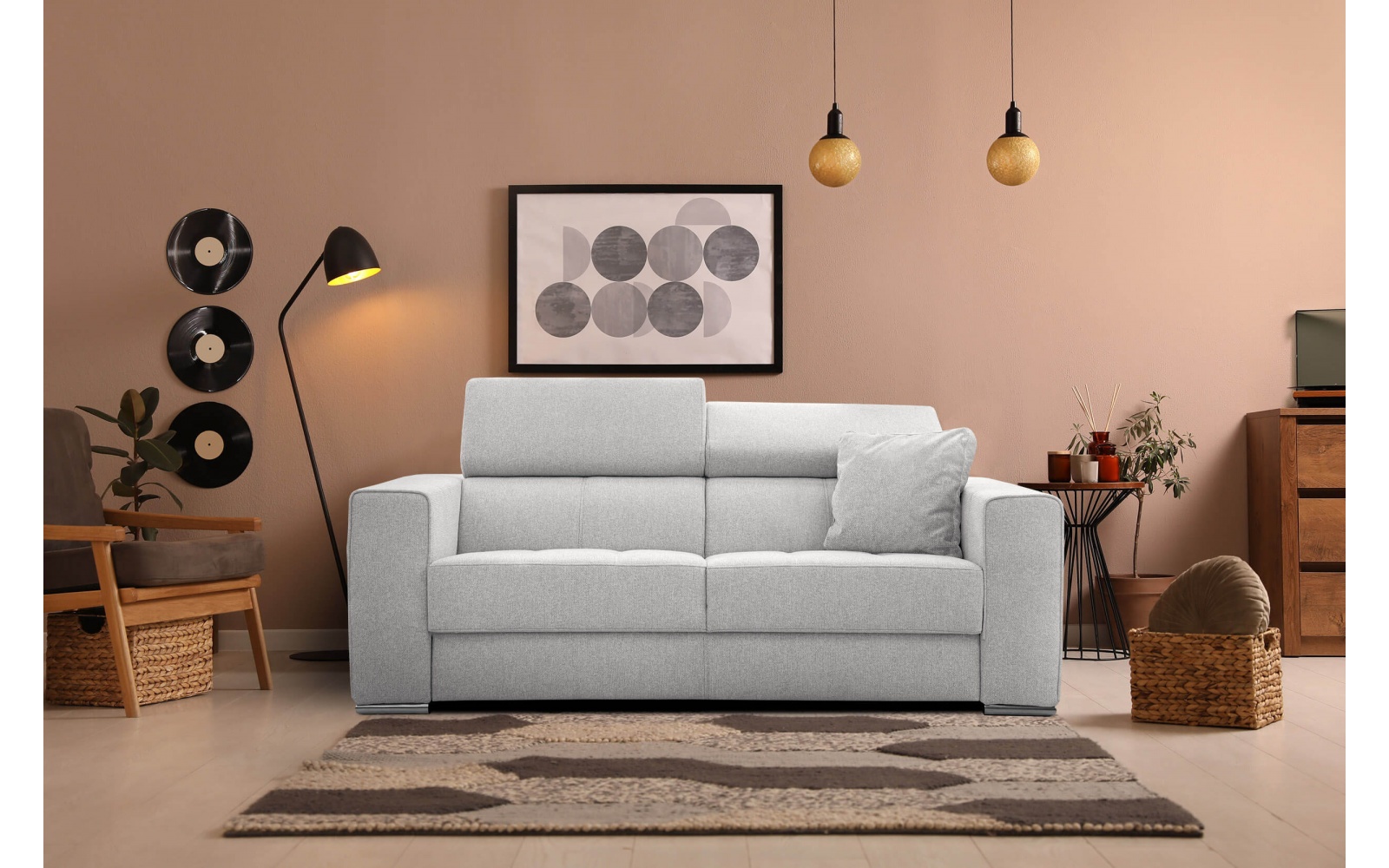 Canapé droit 3 places avec appuis-tête réglables QUARTZ