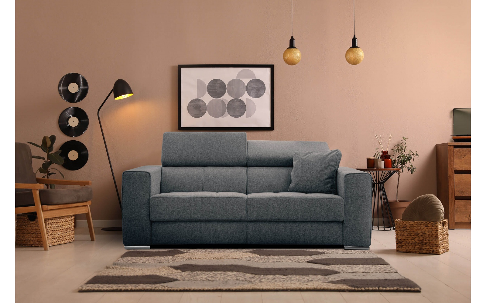 Canapé droit 3 places avec appuis-tête réglables QUARTZ