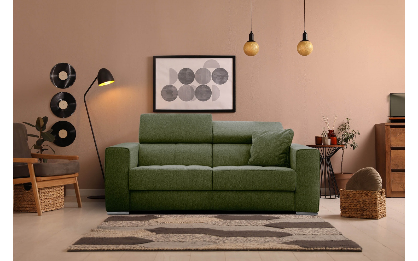 Canapé droit 3 places avec appuis-tête réglables QUARTZ