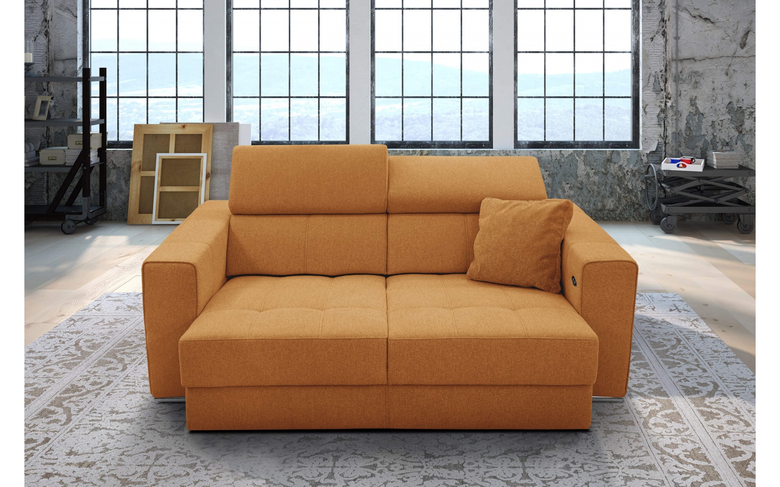 Canapé droit 3 places avec siège extensible électrique QUARTZ