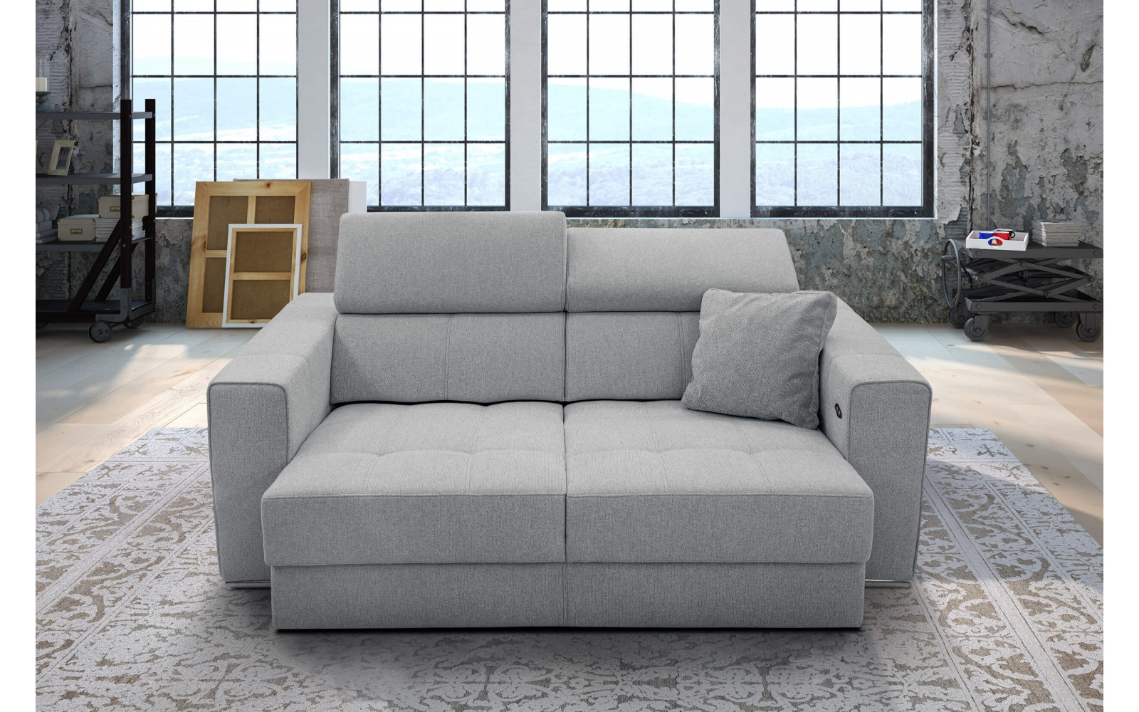 Canapé droit 3 places avec siège extensible électrique QUARTZ