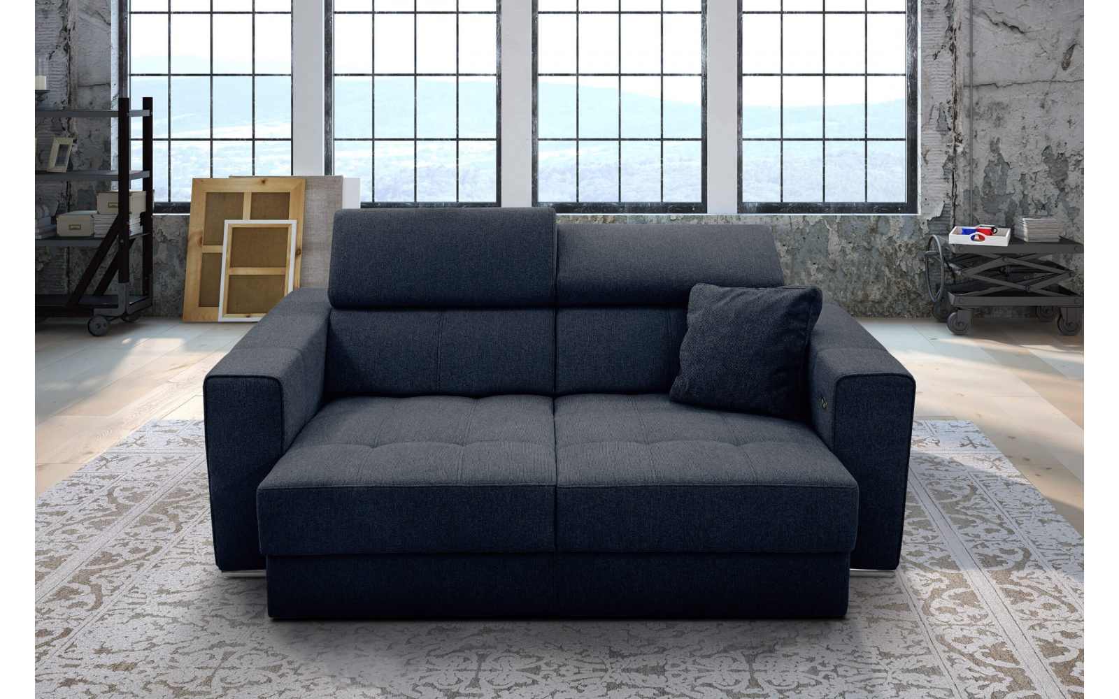 Canapé droit 3 places avec siège extensible électrique QUARTZ