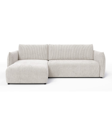 Canapé d'angle gauche 3 places tissu blanc perle - TAUER