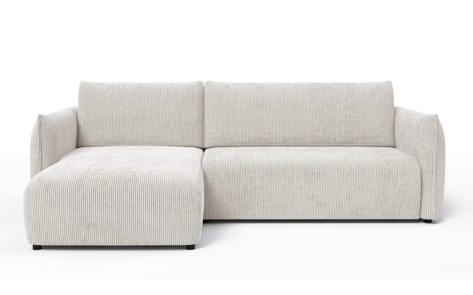 Canapé d'angle gauche 3 places tissu blanc perle - TAUER