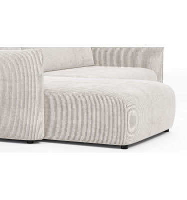 Canapé d'angle gauche 3 places tissu blanc perle - TAUER