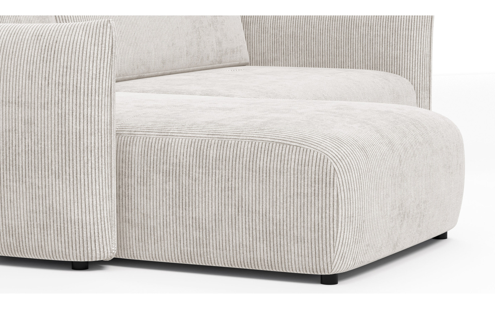 Canapé d'angle gauche 3 places tissu blanc perle - TAUER