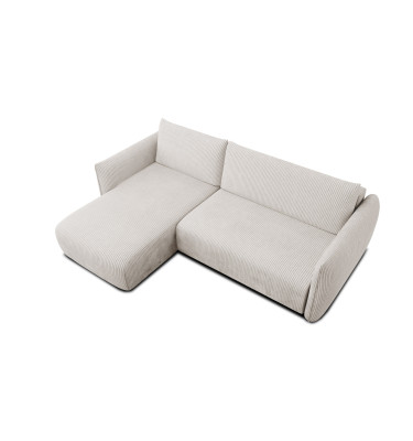 Canapé d'angle gauche 3 places tissu blanc perle - TAUER