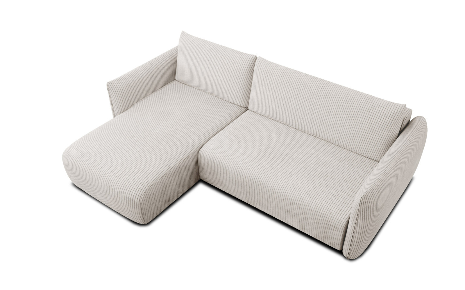 Canapé d'angle gauche 3 places tissu blanc perle - TAUER