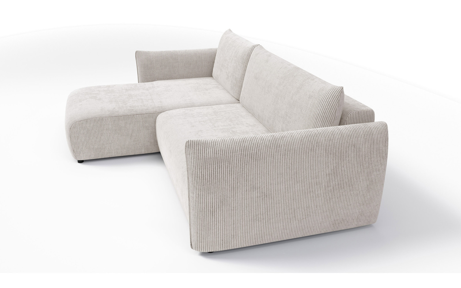 Canapé d'angle gauche 3 places tissu blanc perle - TAUER