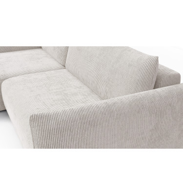 Canapé d'angle gauche 3 places tissu blanc perle - TAUER