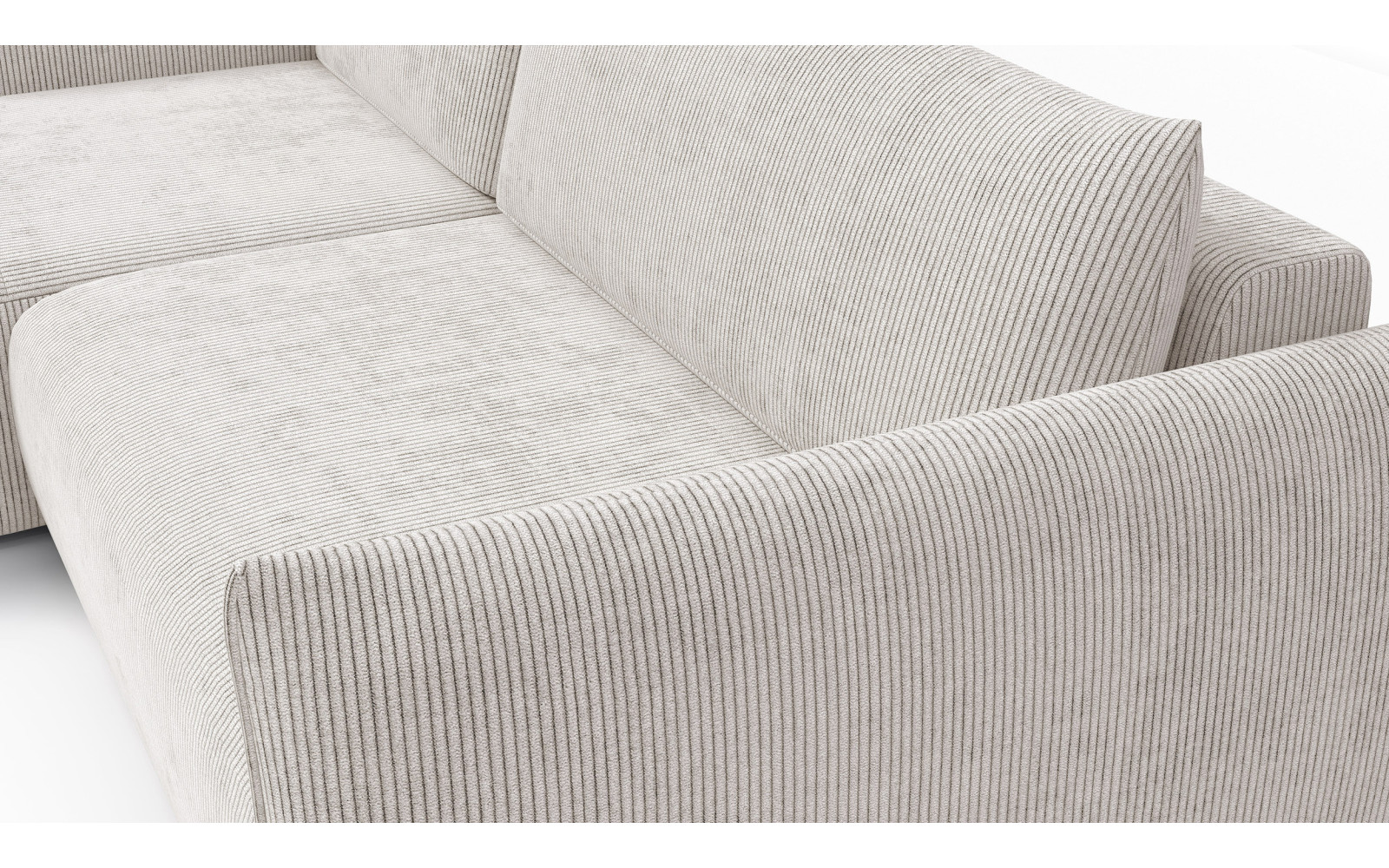 Canapé d'angle gauche 3 places tissu blanc perle - TAUER