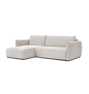 Canapé d'angle gauche 3 places tissu blanc perle - TAUER