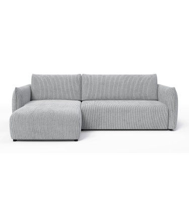 Canapé d'angle gauche 3 places tissu gris clair - TAUER