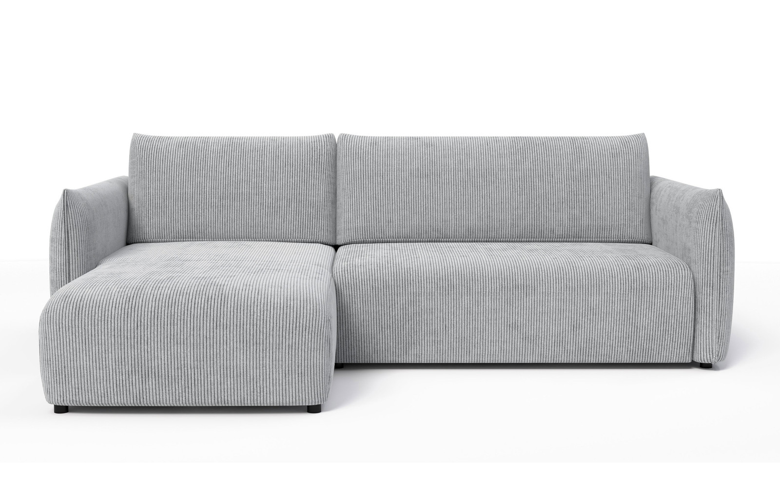 Canapé d'angle gauche 3 places tissu gris clair - TAUER