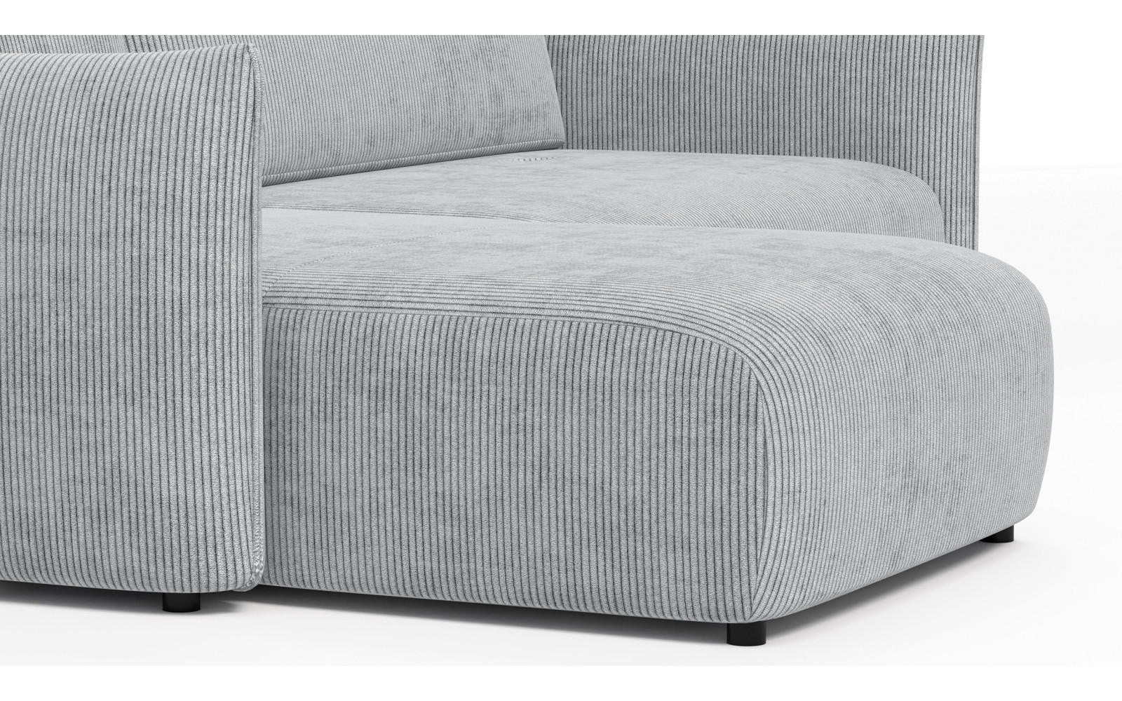 Canapé d'angle gauche 3 places tissu gris clair - TAUER