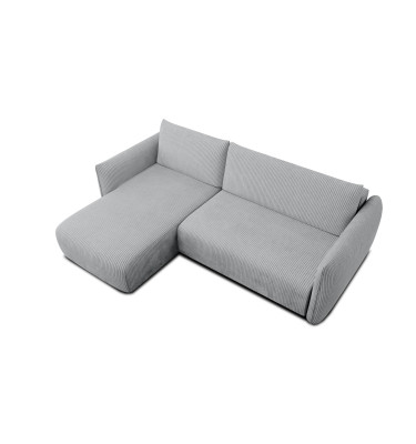 Canapé d'angle gauche 3 places tissu gris clair - TAUER