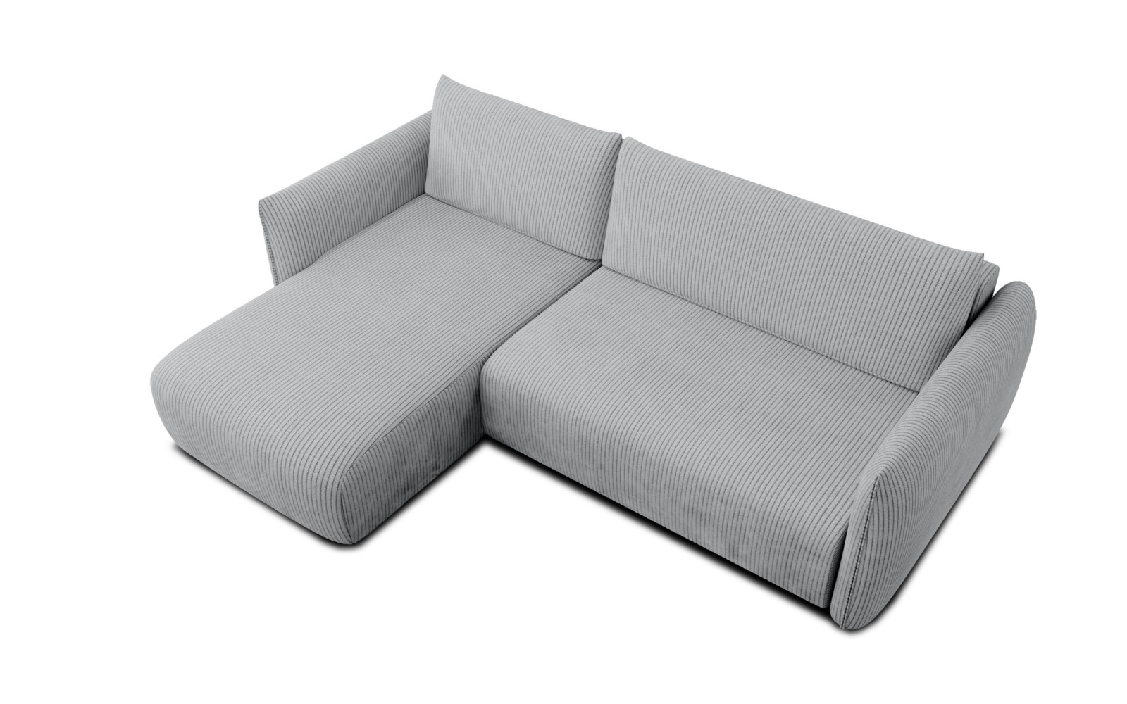 Canapé d'angle gauche 3 places tissu gris clair - TAUER