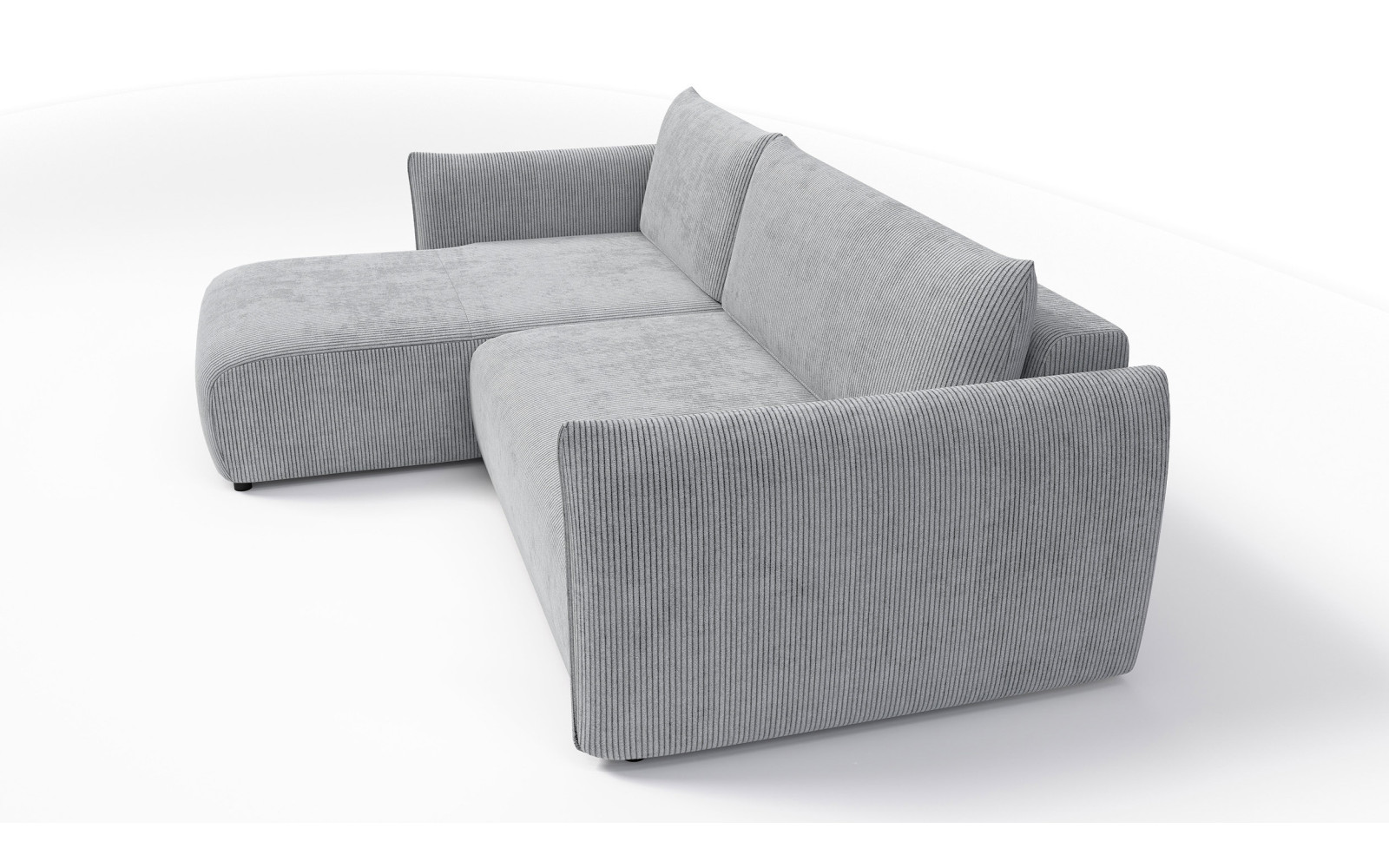 Canapé d'angle gauche 3 places tissu gris clair - TAUER