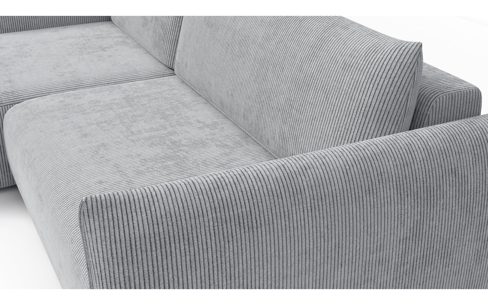 Canapé d'angle gauche 3 places tissu gris clair - TAUER