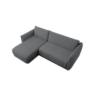 Canapé d'angle gauche 3 places tissu gris foncé - TAUER