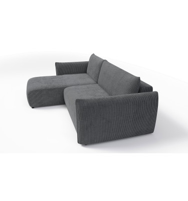 Canapé d'angle gauche 3 places tissu gris foncé - TAUER