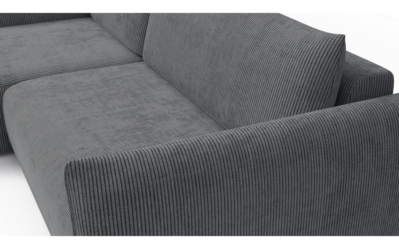 Canapé d'angle gauche 3 places tissu gris foncé - TAUER