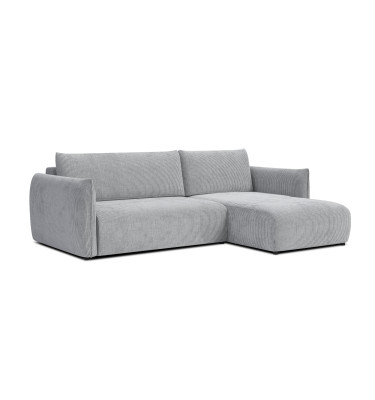 Canapé d'angle droit 3 places tissu gris clair - TAUER