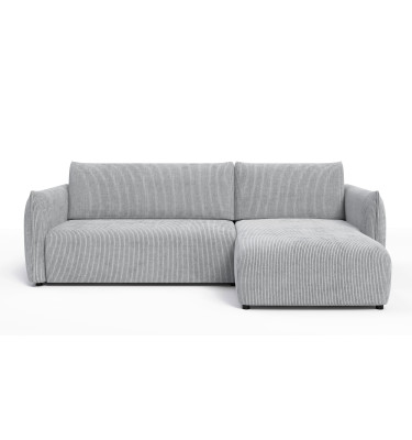 Canapé d'angle droit 3 places tissu gris clair - TAUER