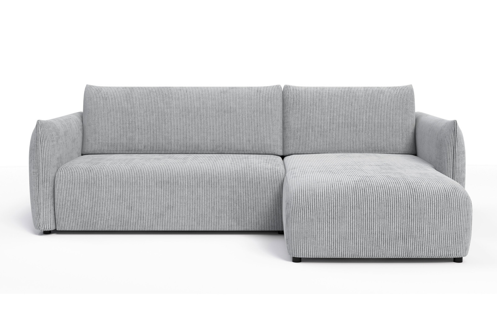 Canapé d'angle droit 3 places tissu gris clair - TAUER