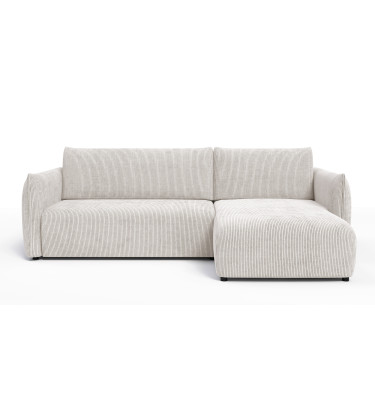 Canapé d'angle droit 3 places tissu blanc perle - TAUER