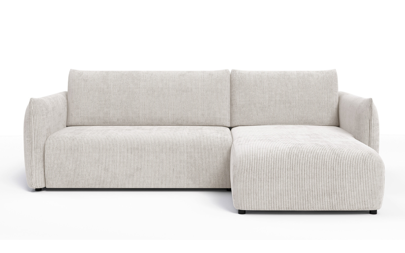 Canapé d'angle droit 3 places tissu blanc perle - TAUER