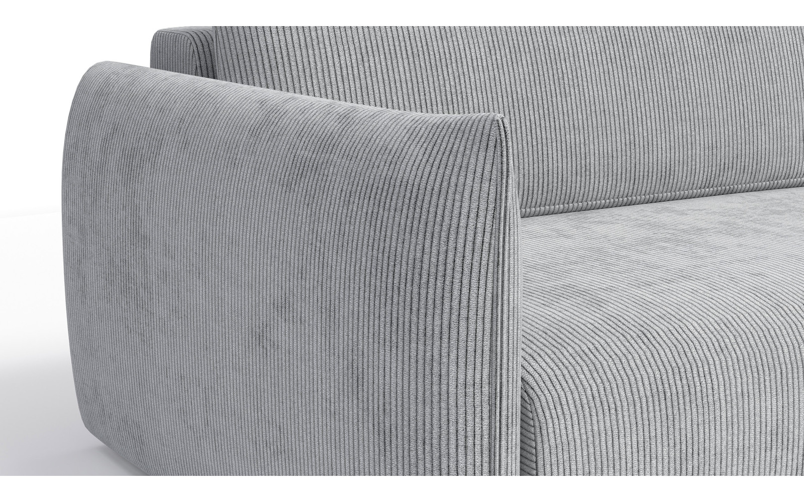 Canapé d'angle droit 3 places tissu gris clair - TAUER