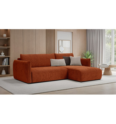 Canapé d'angle droit 3 places tissu orange - TAUER