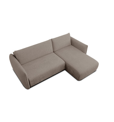 Canapé d'angle droit 3 places tissu taupe - TAUER