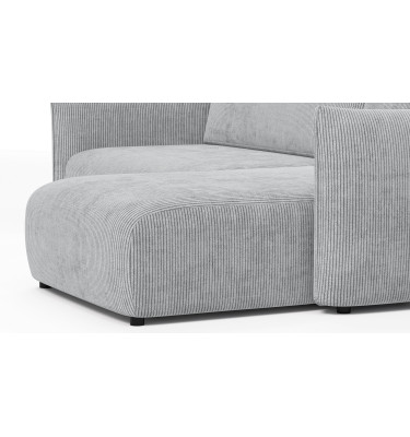 Canapé d'angle droit 3 places tissu gris clair - TAUER