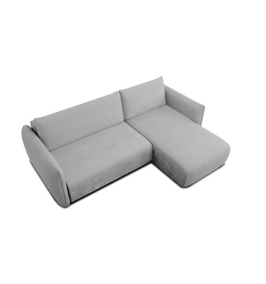 Canapé d'angle droit 3 places tissu gris clair - TAUER